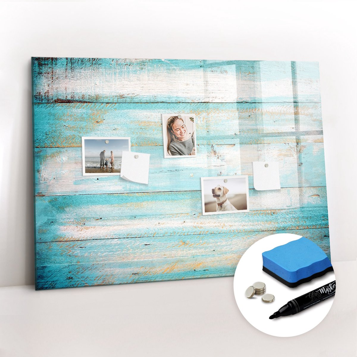 Tulup Whitebord - Blauwe borden - 100 x 70 cm - Veelkleurig Foto Magneetbord - Inclusief Gratis Magneten & Marker & Spons - Design Memobord - Memo Magneetbord - Productiviteit Tools