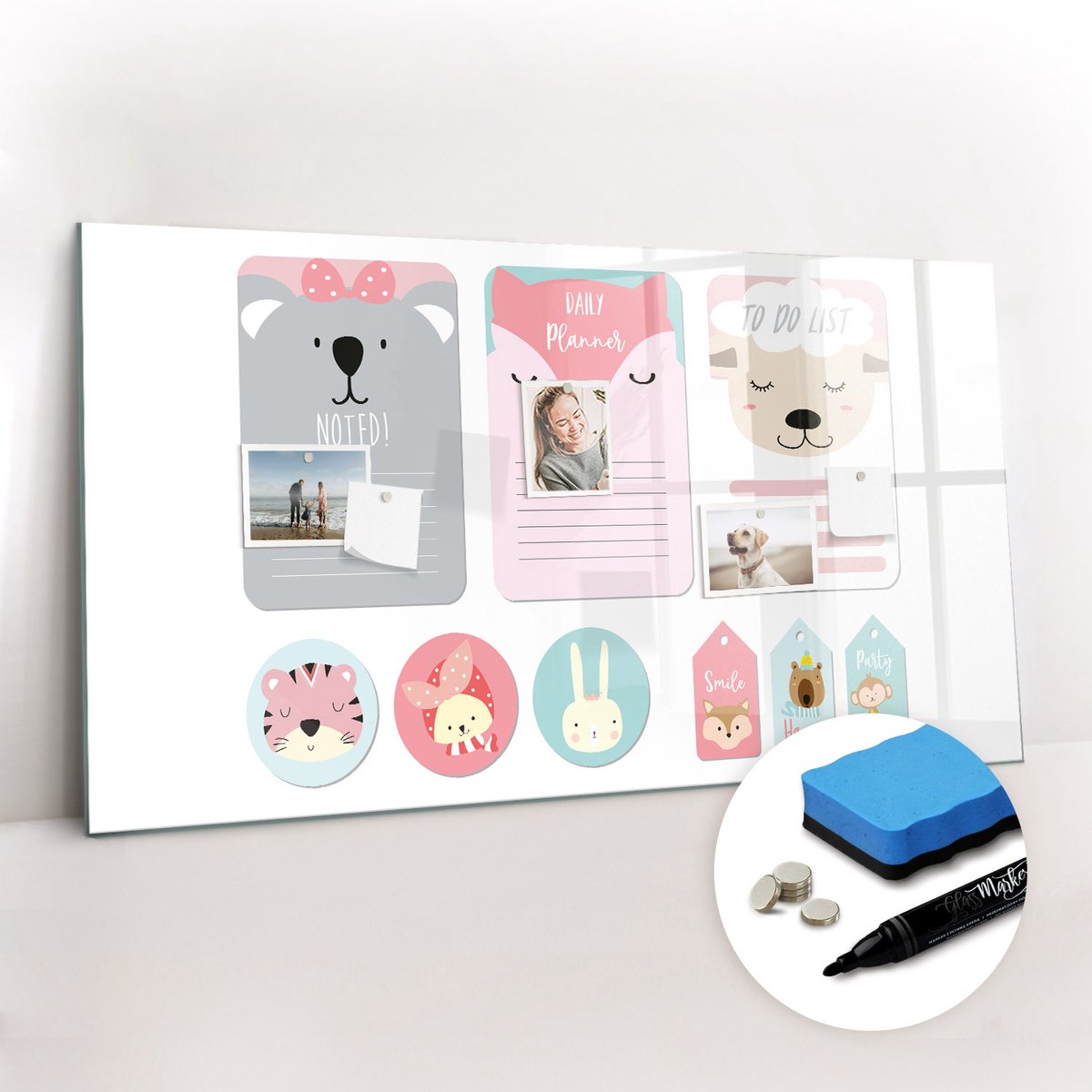 Tulup Whitebord - Fijne bladwijzers - 120 x 60 cm - Veelkleurig Magnetic Board - Gratis 5 Sterke Magneten + Whiteboard Marker & Wisser - Wanddecoratie Kantoor - Memobord Keuken - Ideeënbord Thuiswerkplek