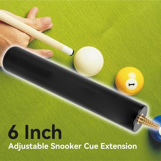Pool Keu Uitbreiding - Biljartkeu Extender - Biljart Spelen - Aluminium Constructie - 6 Inch - Zwart — afbeelding 2