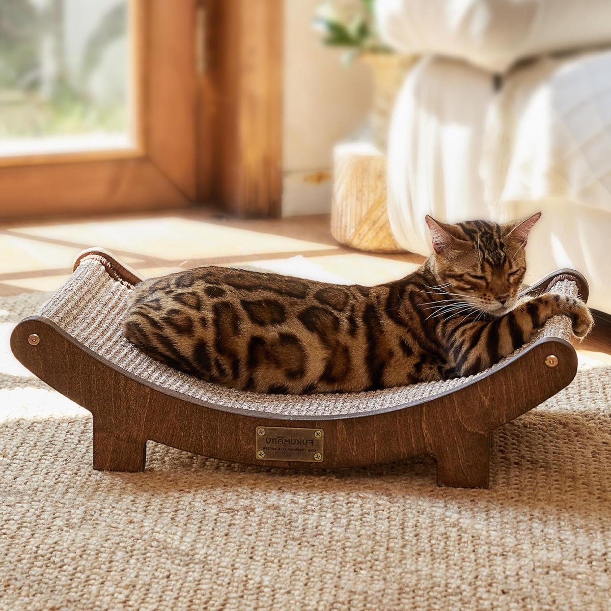 Krabpaal met Hangmat - Krabmeubel Kat - Ontspannen en Krabben - Natuurlijk Sisal - 60 cm - Walnoot