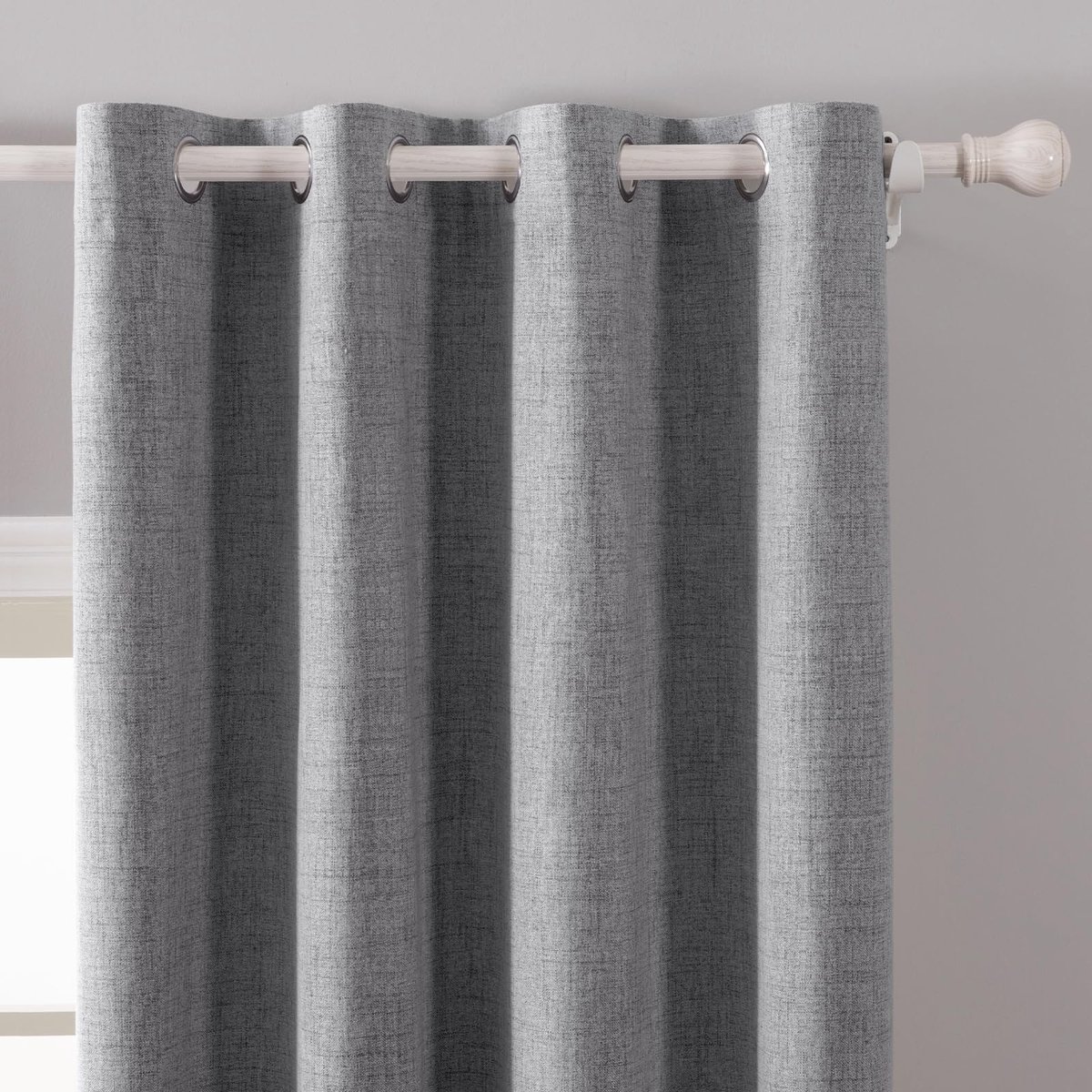 Ondoorzichtige gordijnen, warmte-isolerende gordijnen met ringen, 100% ondoorzichtig, linnen stijl, gordijnen voor woonkamer, koudebescherming, verduisteringsgordijn, set van 2, 140 x 215 cm,