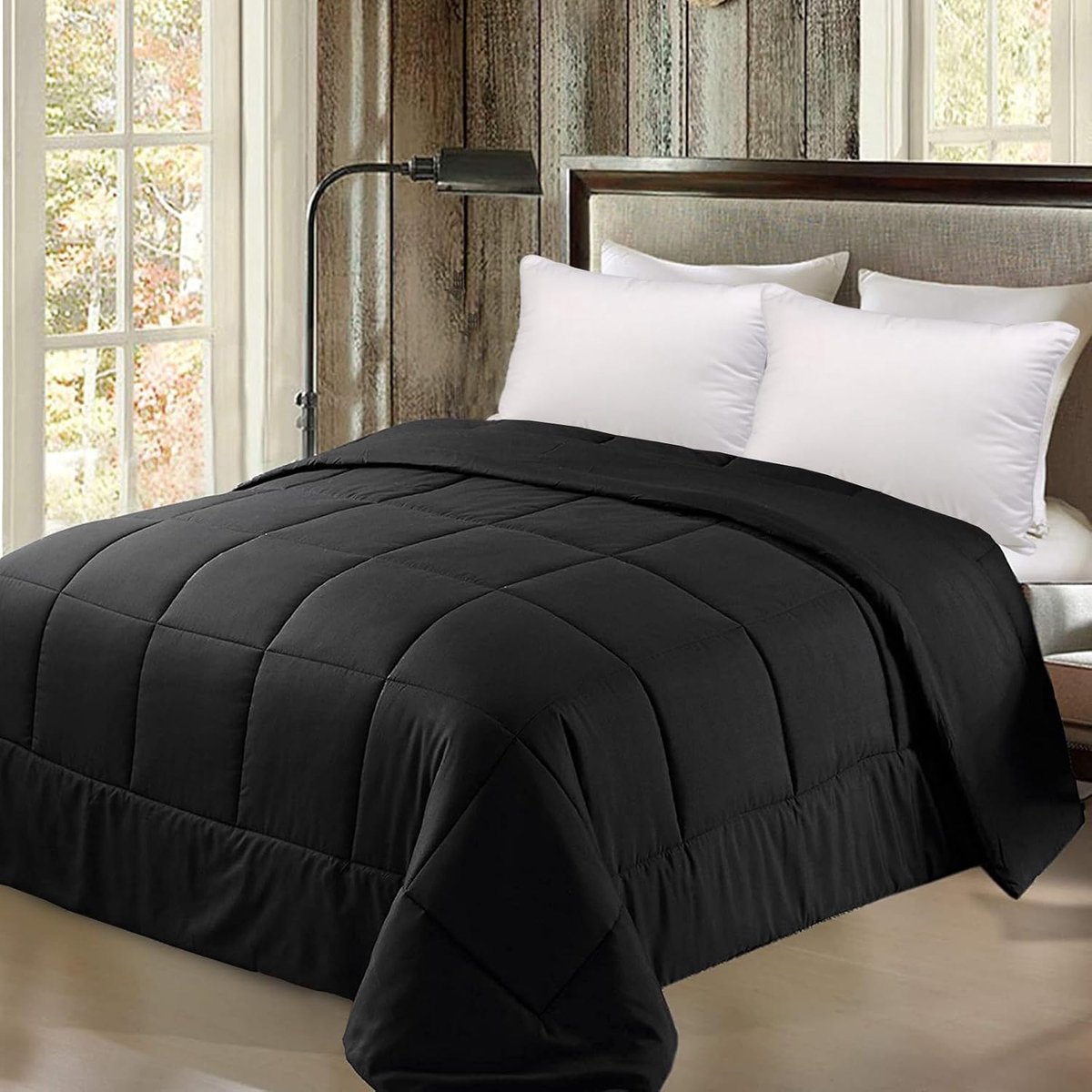 Mezcla Omkeerbaar Enig Dekbed, Microfiber zacht en Machine Wasbaar, Zwart, 155×220 cm
