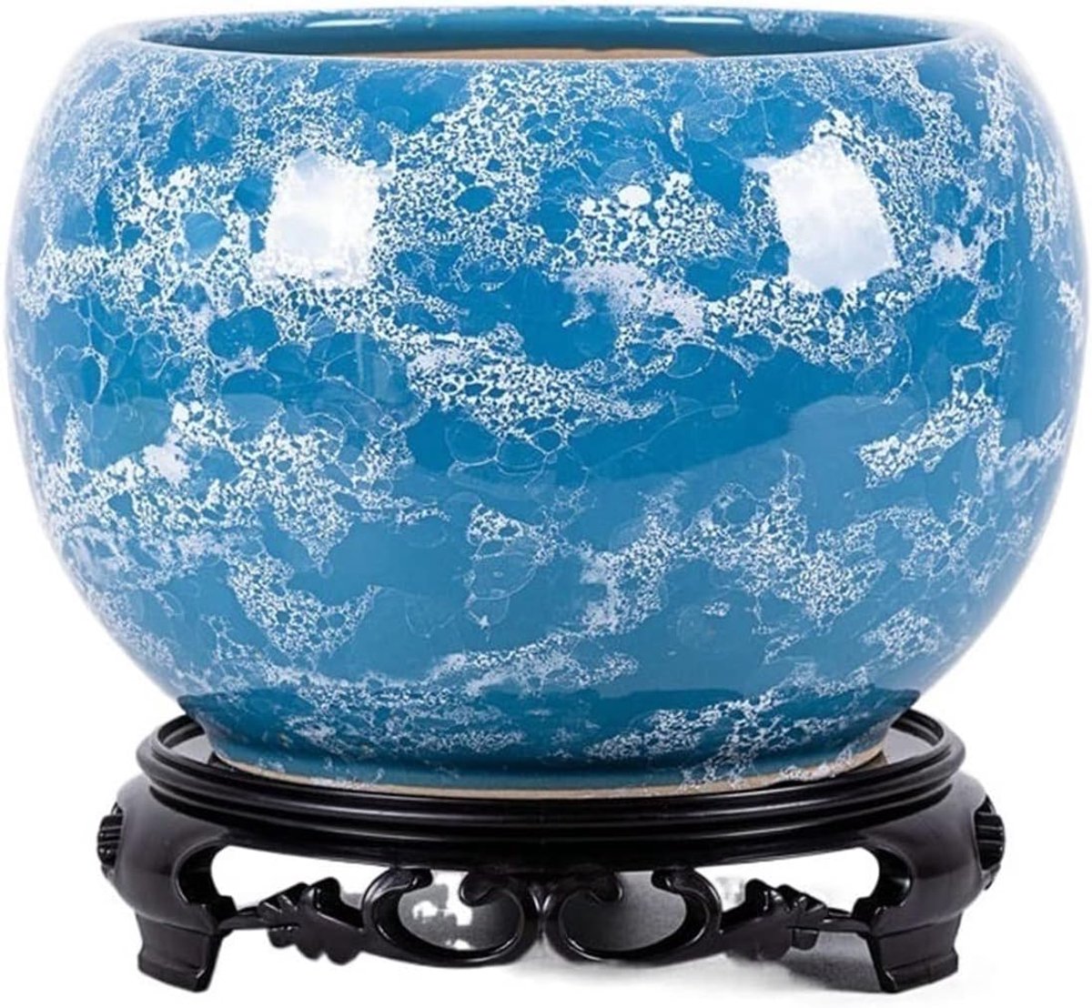 Pot Voor Kamerplanten Eenvoudige bloempot keramische plantenpot met dienbladbasis bolvormige grote plantenbak met afvoergaten geschikt for woonkamer kantoor binnenplaats Decoratieve Plantenpotten(B)