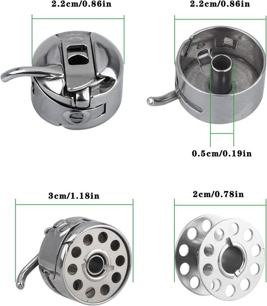 bobbin case + 9 stuks Metalen Naaimachine Spoelen voor de meeste naaimachines — afbeelding 5