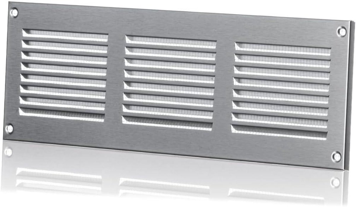 Ventilatierooster - Luchtuitlaat Ventilatiekap - Luchtcirculatie Verbeteren - Geïntegreerd Insectenhor - 300x100mm - Roestvrij staal