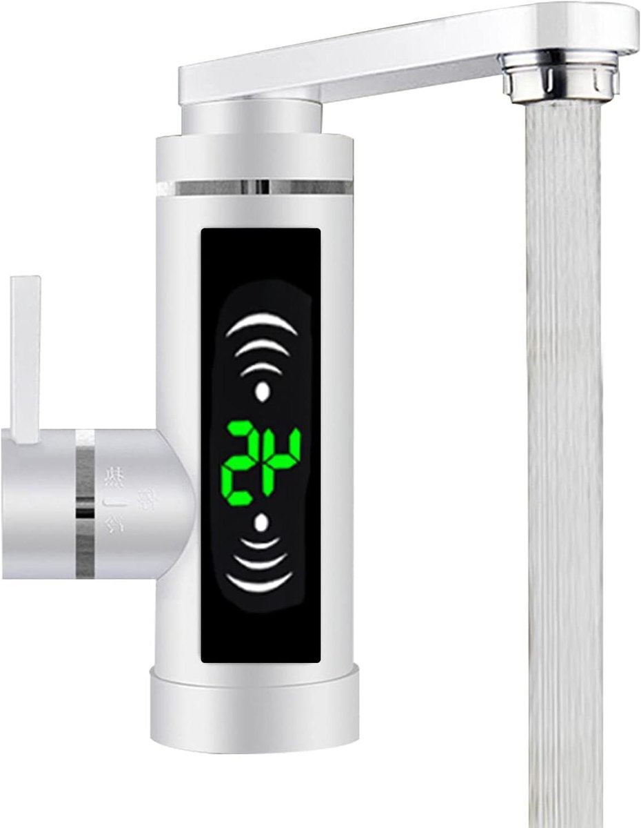 Elektrische Verwarmingskraan - Doorstroomboiler Kraan - Direct Warm Water - Digitaal LED Display - 3000 Watt - Wit