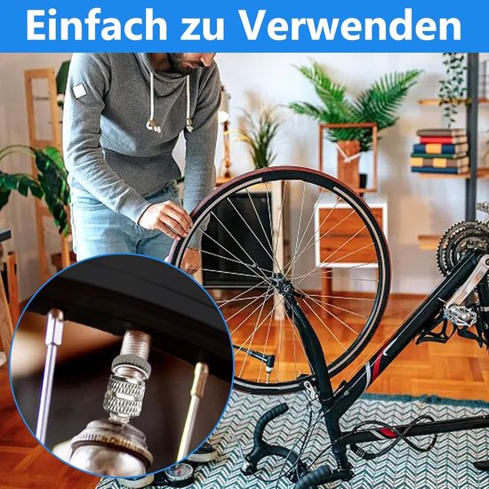 Fietsventiel Set - Ventielinzetstuk Reparatie - Fietsband Repareren - Compleet met Afdichting - 16 Delig - Zilver — afbeelding 4