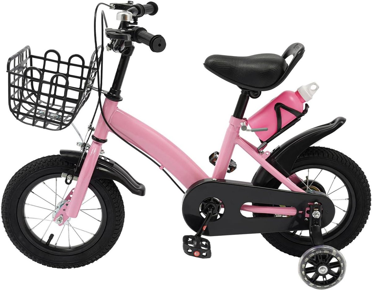 Kinderfiets Loopfiets Meisjes Fietsen Leren Verstelbaar Zadel Stuur 12 inch Roze