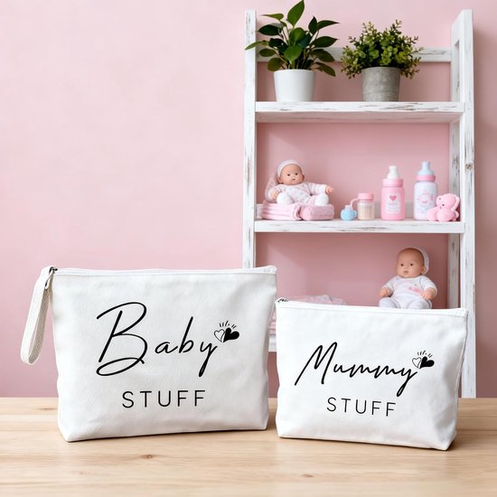 Cadeauset Mama en Baby Tassen - Cosmeticatas Opbergtas - Babyverzorging Organiseren - 2 Delige Set — afbeelding 2