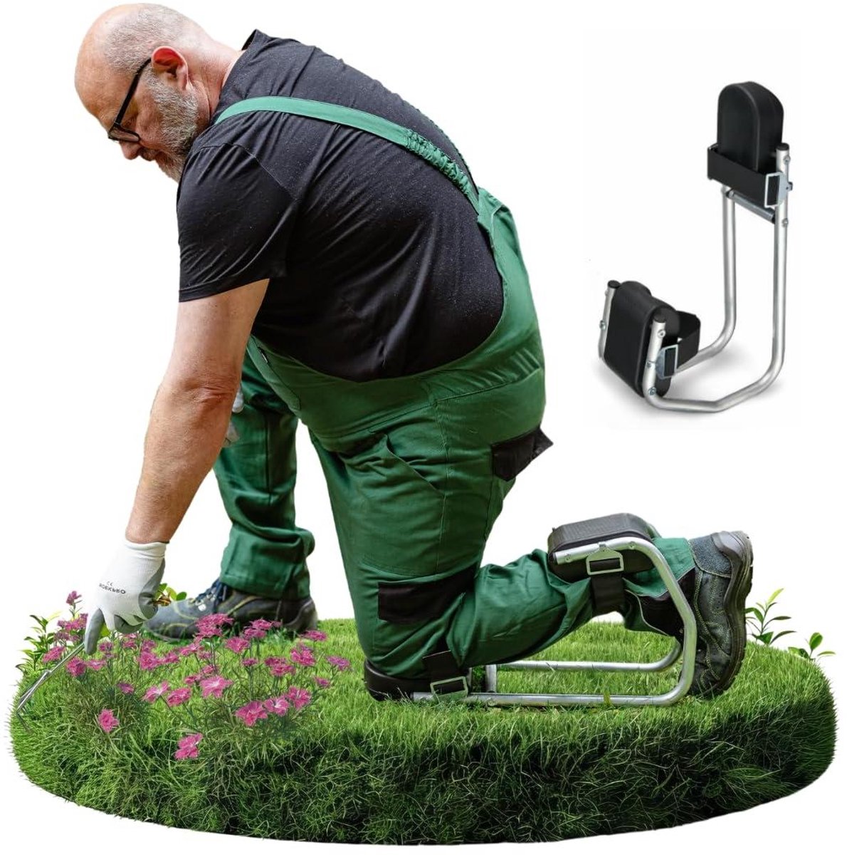 Kniebeschermer met zitfunctie - Kneeler Tuin - Pijnvrij Knielen - Stabiel Aluminium Frame - Maat M - Grijs