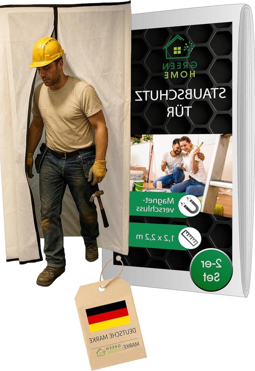 Stofdeur Magneetsluiting - Stofdeur Set - Renovatie en Schilderwerk - Automatische Sluiting - 120 x 220 cm - Wit