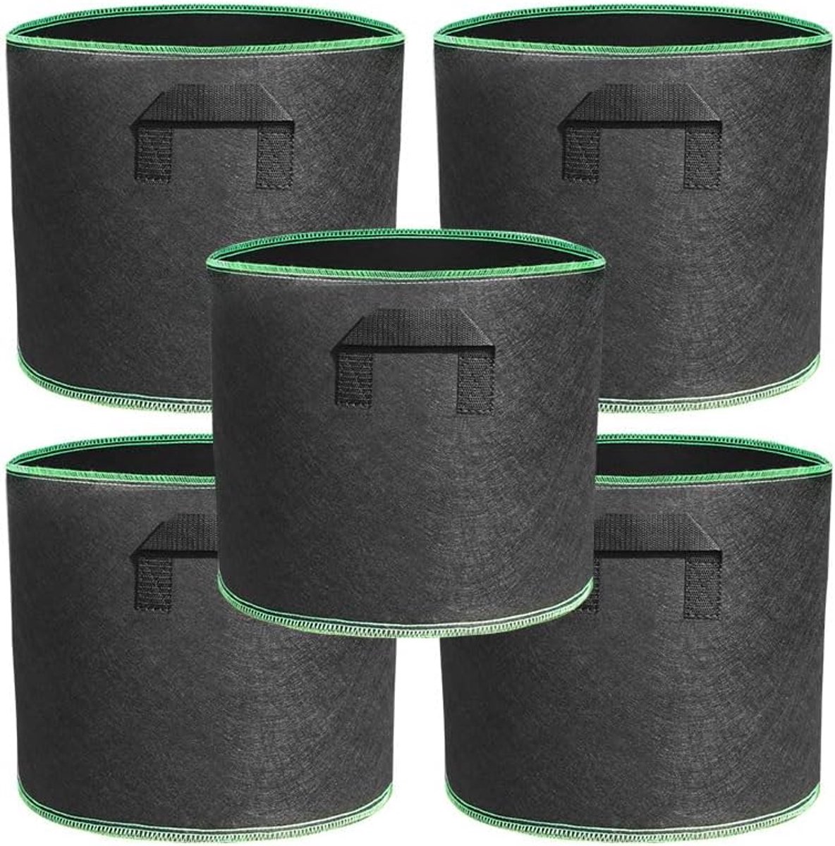 5 stuks, stoffen pot, stoffen bloempot, plantenzak van vliesstof met handgrepen, herbruikbare plantenzak, voor balkon, terras, broeikas (3 liter)