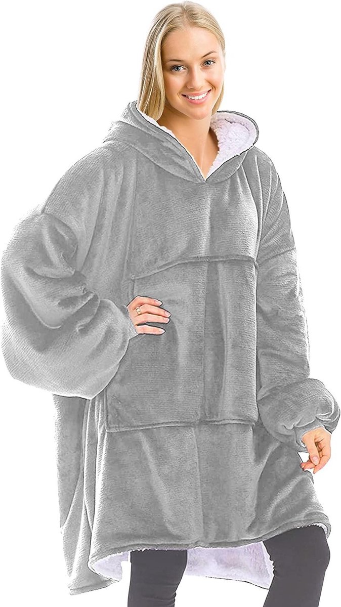 Fleece Deken met Capuchon - Warm Plaid - Ontspannen op de Bank - Met Praktische Zak