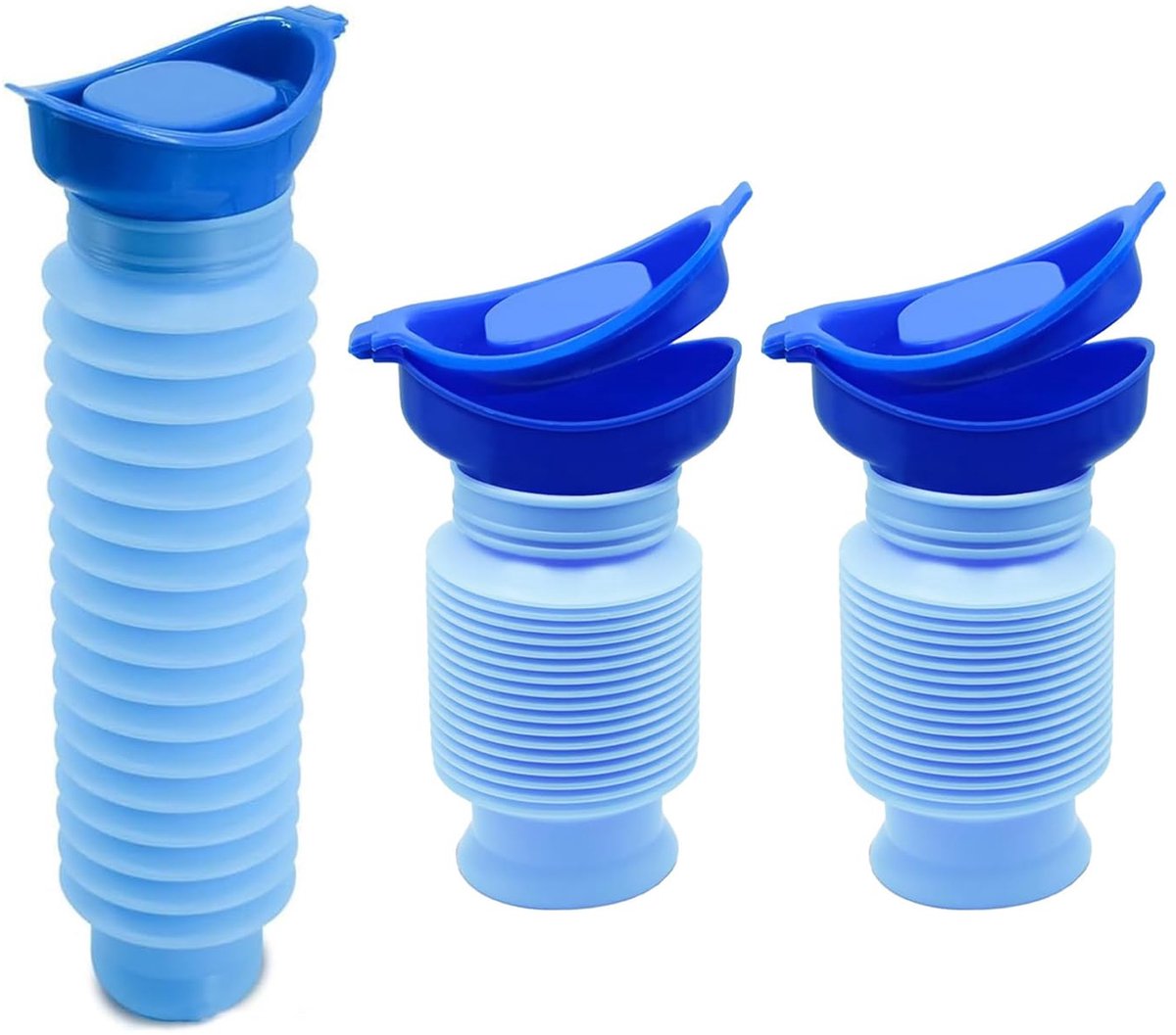 Draagbare urinoir voor noodgevallen, intrekbaar, 750 ml, draagbare fles, urinoir voor noodgevallen, opvouwbaar, mini-urinoir met deksel, voor wandelen, auto, camping, 2 stuks