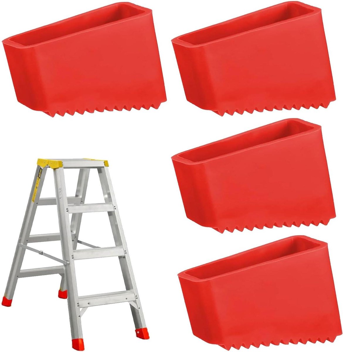 Ladder Voeten - Rubberen Ladderdoppen - Ladder Stabiliseren - Antislip Profiel - 5 x 2 cm - Rood