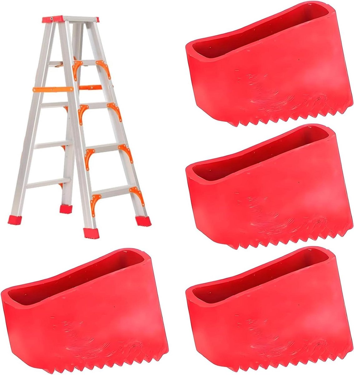 Laddervoeten - Reservevoeten Ladder - Ladder Stabiliseren - Antislip Diepe Groeven - 50 x 20 mm - Rood