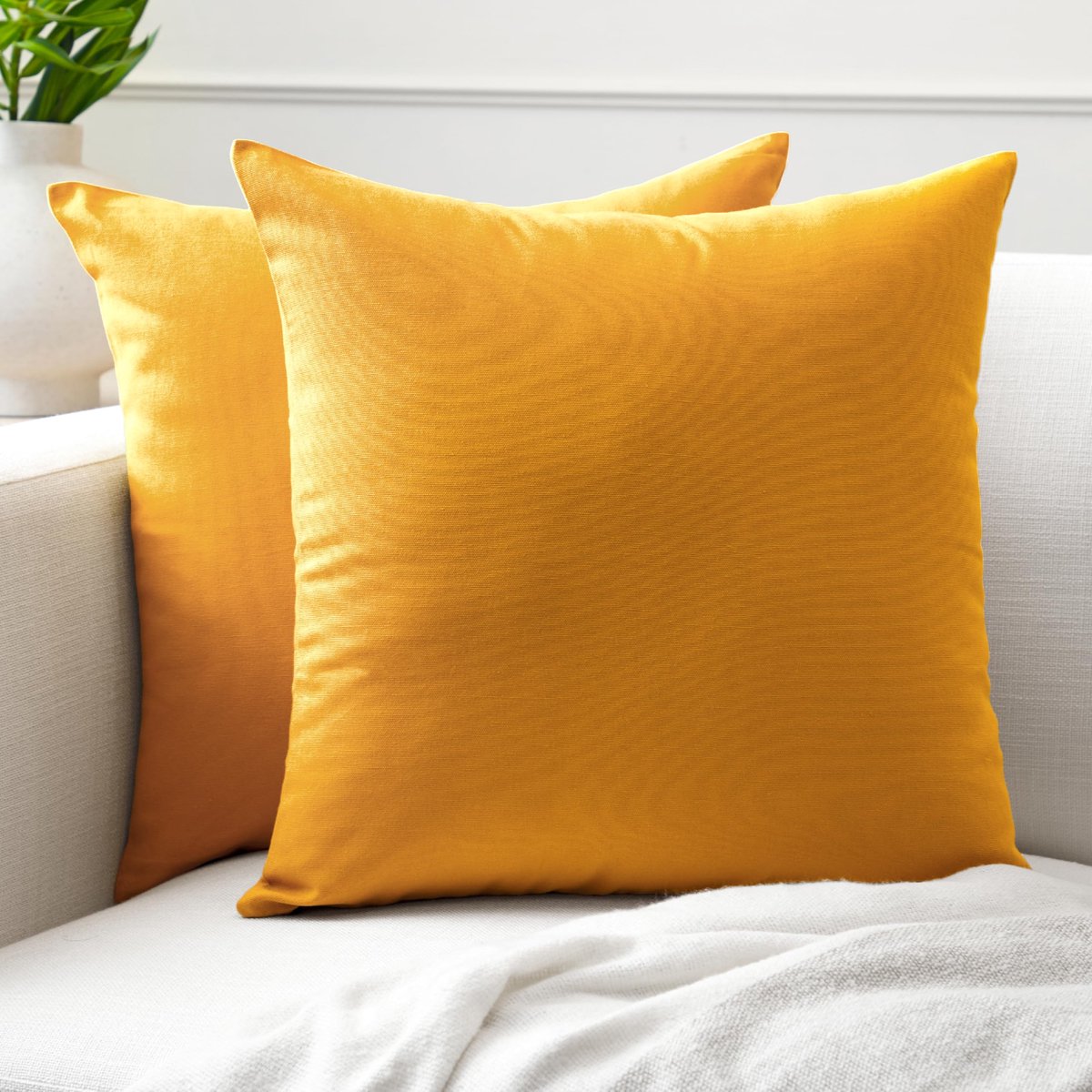 Homes set van 2 kussenhoezen (40 x 40 cm) – mango – rechthoekige kussenhoes van zacht katoen, kleurrijk, decoratief, voor huis, woonkamer, slaapkamer, bank – wasbaar – geïmporteerd
