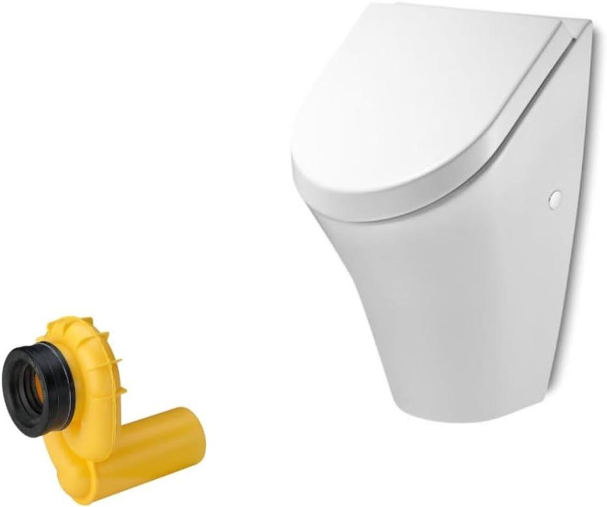 Urinoir met Deksel - Plasgoot Wandurinoir - Badkamer Inrichting - Softclose Deksel - 31x28x49 cm - Wit