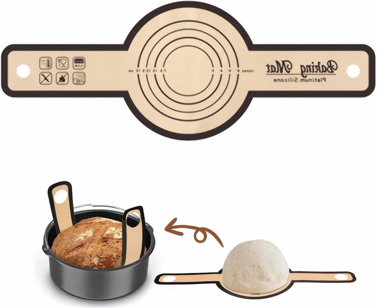 Siliconen Bakmat - Broodbakmat Anti-aanbak - Brood Bakken - Met Lange Handgrepen - 21 x 56 cm - Grijs