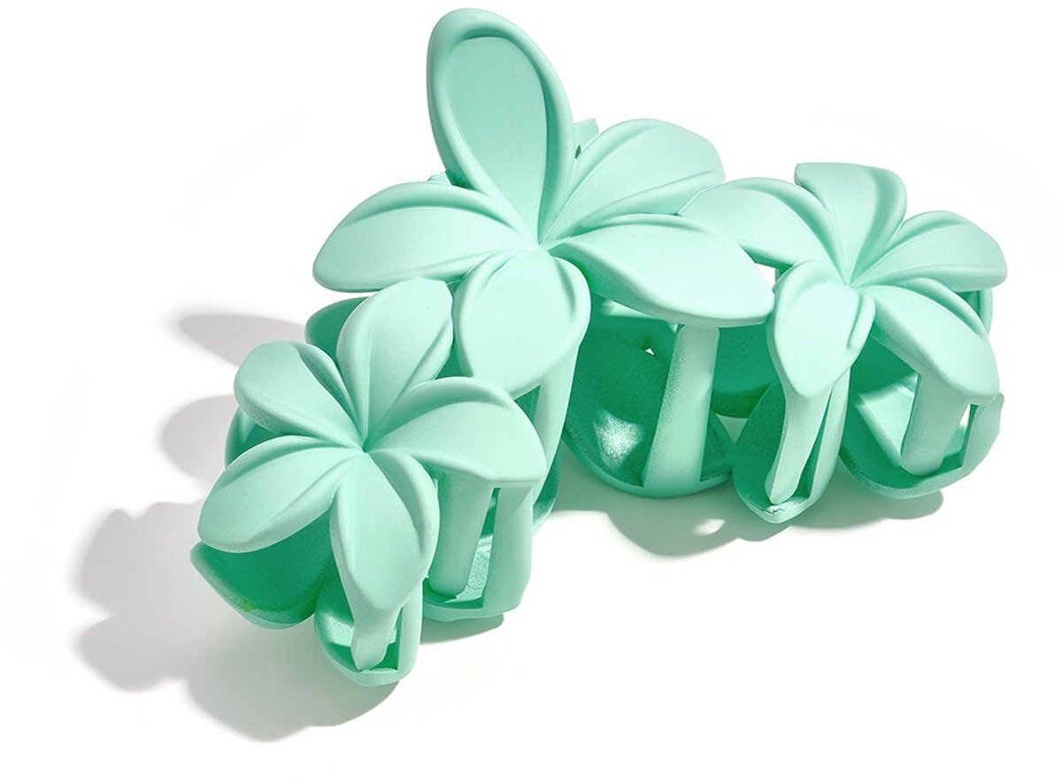 haarclip met grote bloemen - suikerspin roze