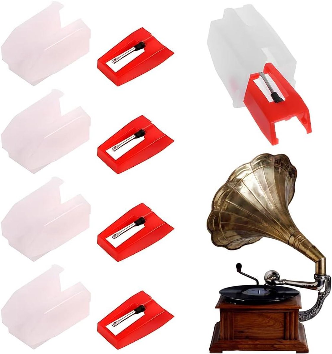 Platenspeler Naalden - Pick-up Naald - Muziek Luisteren - Robijn Keramische Naald - 4 stuks - Zwart