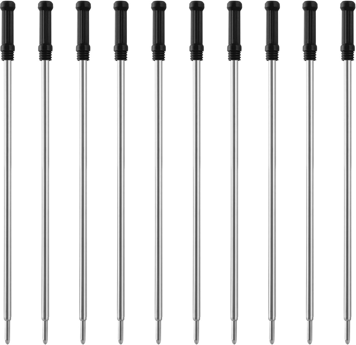 Metalen balpen vullingen, 10 stuks, 1mm medium punt, zwart