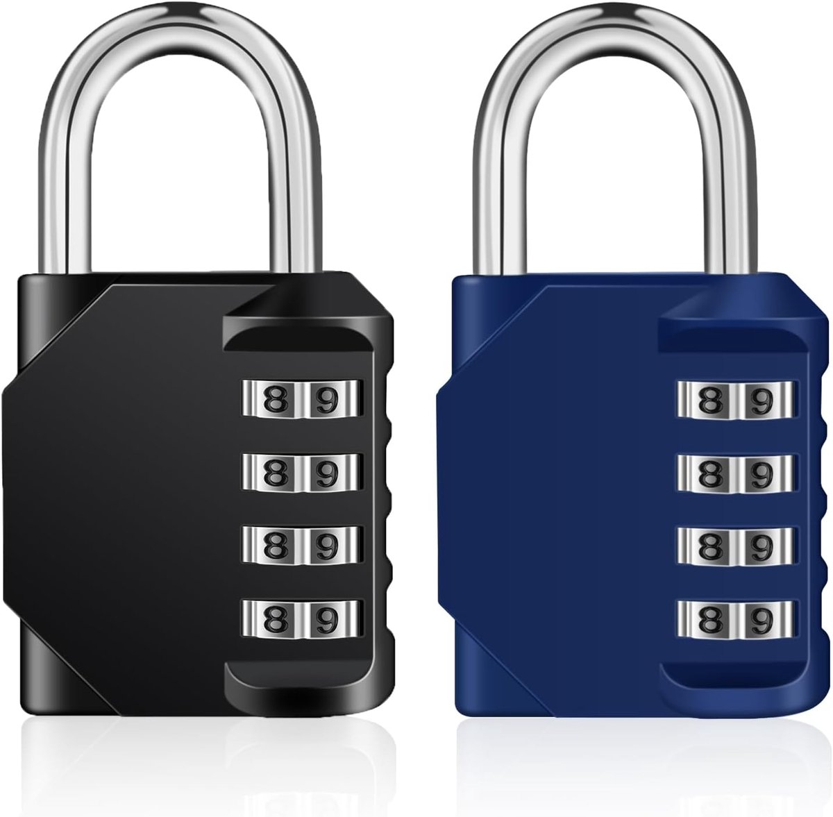 Combinatieslot, Cijferslot met 4-cijfercode (2 stuks, zwart en blauw) | Cijferhangslot voor de sportschool, kastslot, hangslot, cijfers, weerbestendig, geschikt voor tuinhekken, Deuren, garages