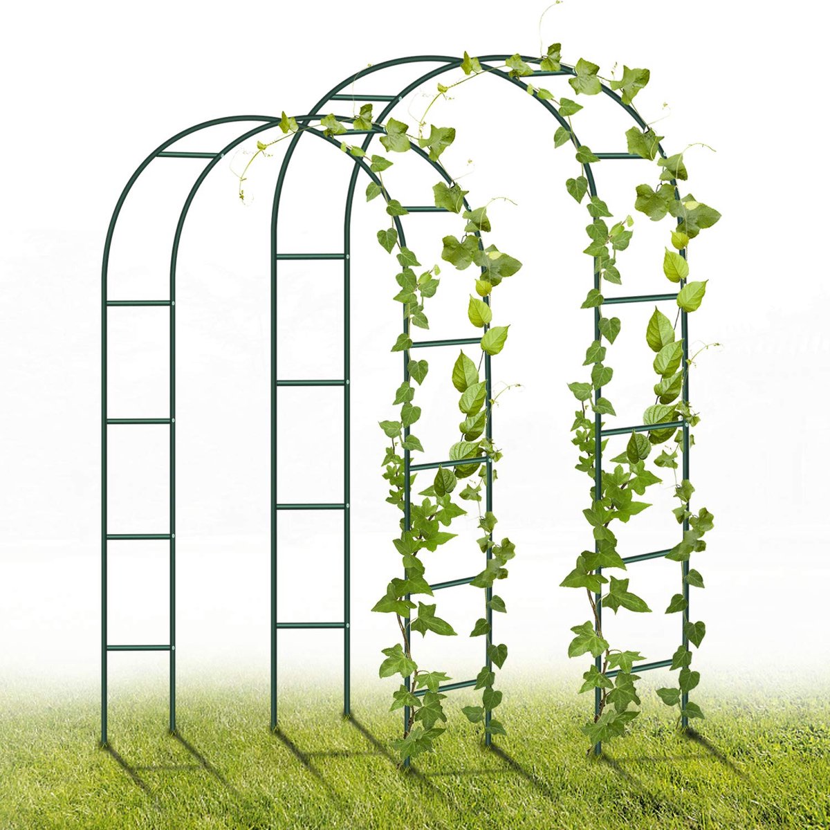 Rozenboog van metaal, 2 stuks, 240 x 140 x 38 cm, tuinboogdecoratie met planten, bloemen en ballon voor verjaardagen, bruiloften en romantische avonden (groen)
