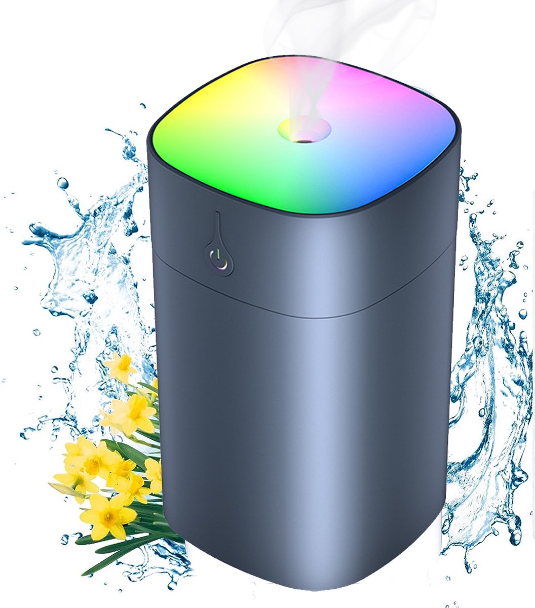 Mini-luchtbevochtiger, draagbare mini-USB-luchtbevochtiger met koele nevel en kleurrijk LED-nachtlampje, voor planten, auto, babykamer met automatische uitschakeling, 2 nevelstanden (400 ml)
