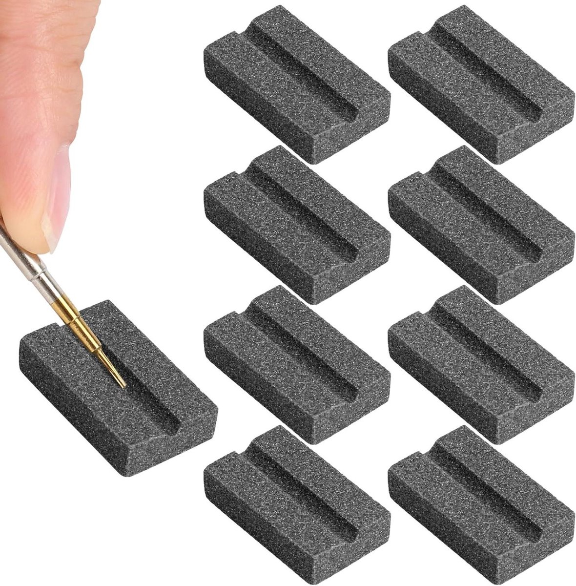 Dartslijpsteen Set - Dart Slijper - Dartpijlen Onderhoud - V-vormige Groef - 15x25x6mm - Bruin
