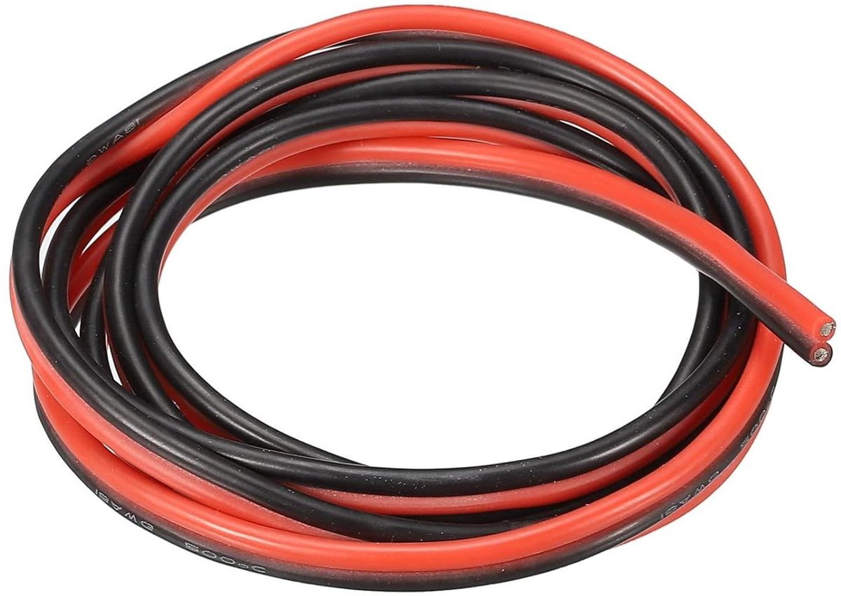 Elektrische Draad - Stroomkabel Aardkabel - Apparaten Aansluiten - Hoge Temperatuur Bestendig - 15 meter - Zwart Rood