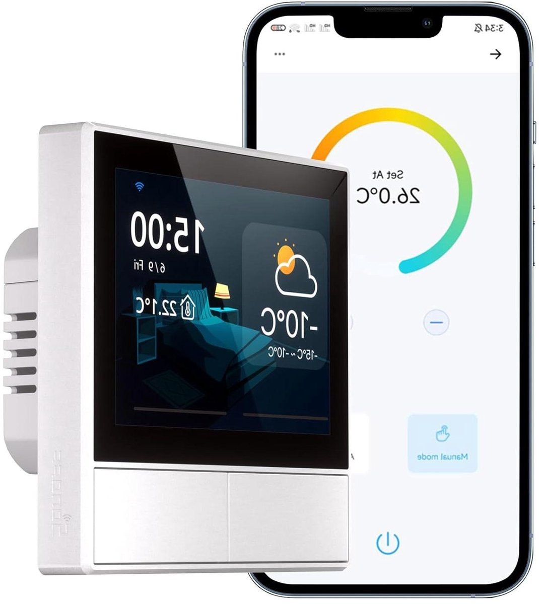 Slimme Wandbediening - HMI Paneel - Huis Automatisering - Geïntegreerd Thermostaat - 8.6 x 8.6 cm - Wit