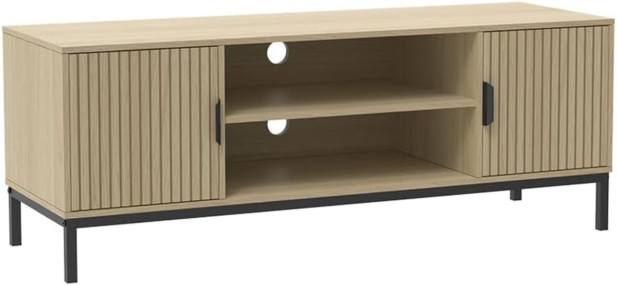 Lowboard TV Meubel - Dressoir Kast - Opbergen Elektronica - Modern Design - 120 x 45 cm - Eiken