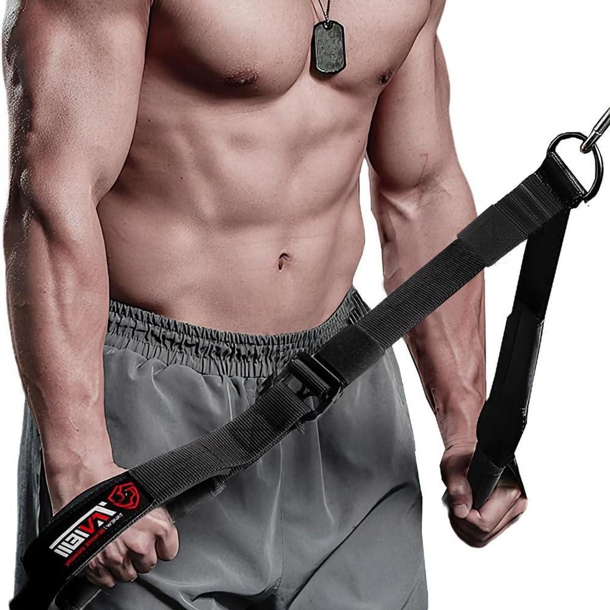 Tricep Touw Kabel Bevestiging - Triceps Pull Down Touw - Kracht Training - Verstelbare Lengte - 13-28 inch - Zwart