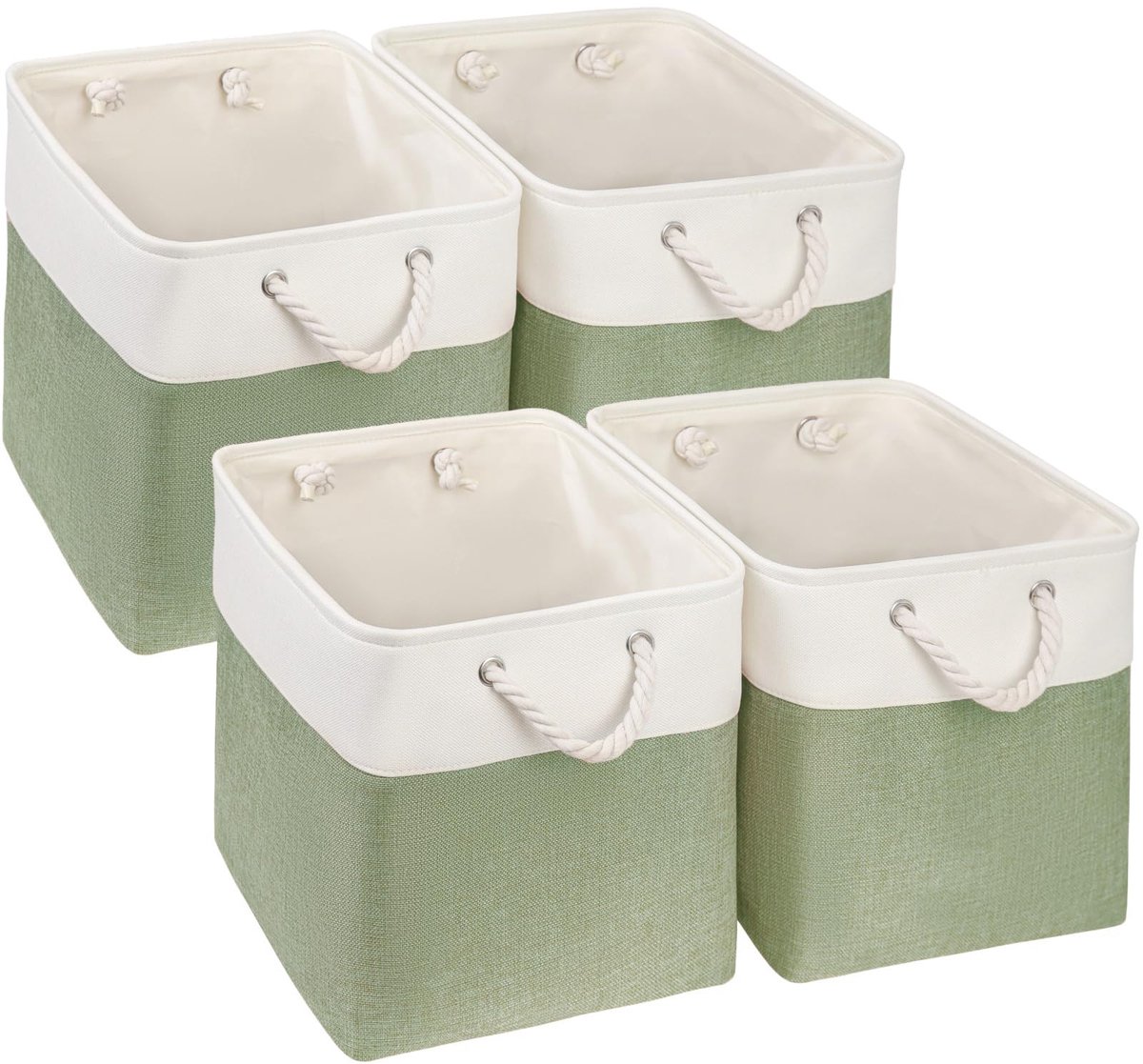 Opbergmanden voor kinderkamer, kast, speelgoedplank (groen/wit, set van 4)