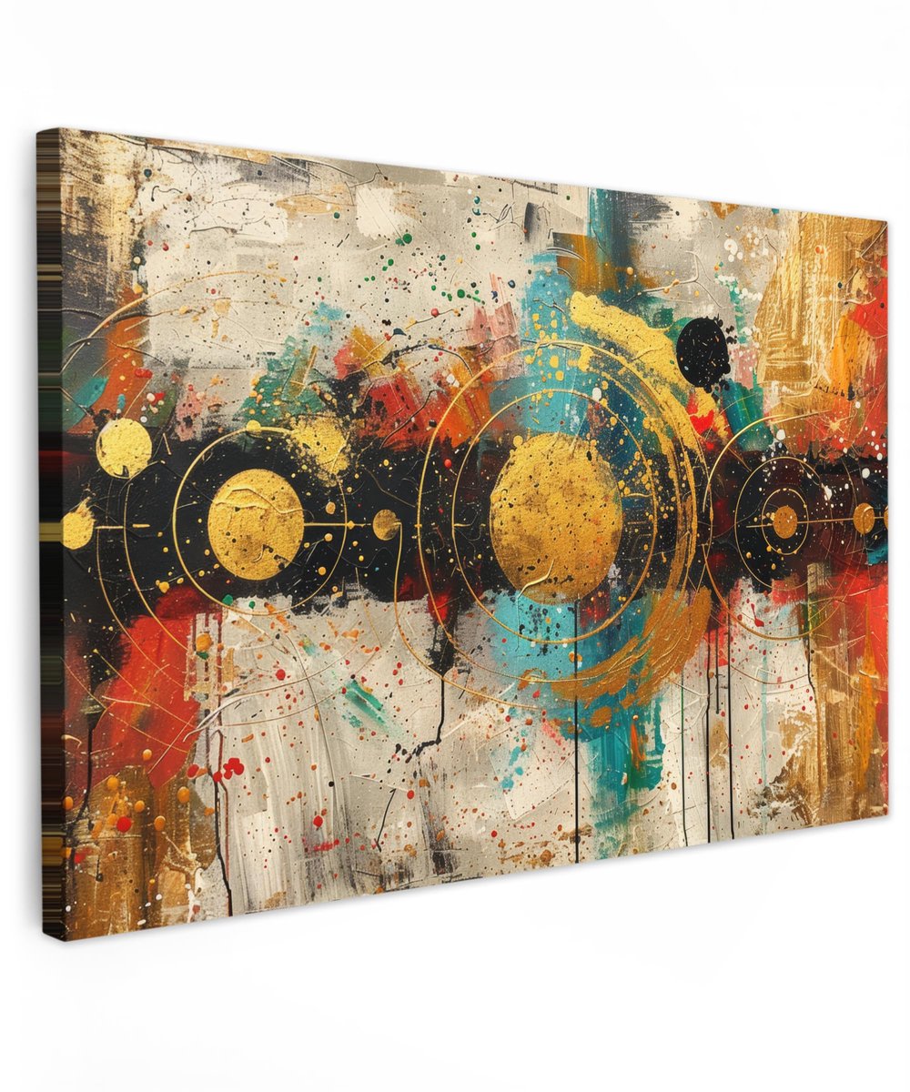 Canvas Schilderij 120x80 cm Kamer Muur Schilderijen Decoratie Woonkamer Slaapkamer Room Decor Wall Decoration Art Painting Abstract - Kunst - Goud - Modern