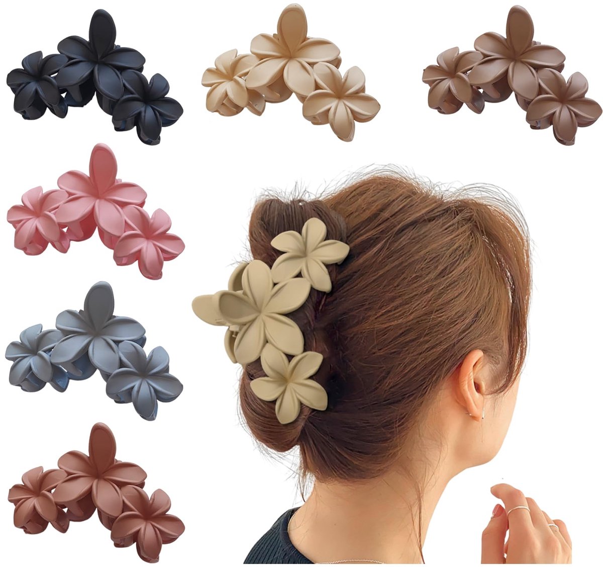 6 stuks bloemenhaarspelden voor dames, veelzijdige stijl, bloemenvorm, geschikt voor lang haar, glad haar, krullend haar, fijn haar, dik haar.