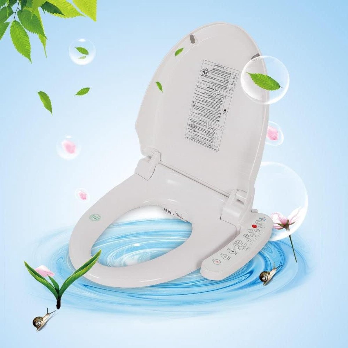 Elektrisch Bidet Opzetstuk - Douche Toilet - Persoonlijke Hygiëne - Verwarmde Zitting - 51 x 46 x 14 cm - Wit