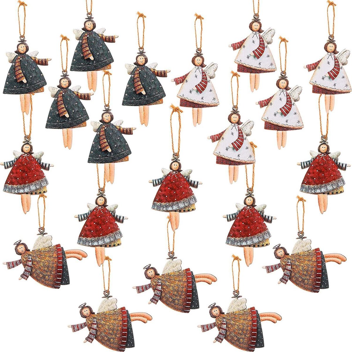 Hangers voor kerstboom, kerstdecoratie, houten beschermengel, cadeau, kerstboomdecoratie, kerstboomdecoratie, oudejaarsavond, geluksbrenger
