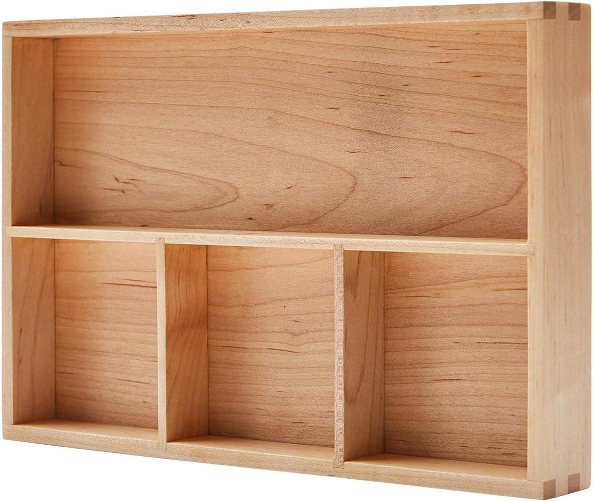 Opbergplank Bureau - Lade Organizer - Bureau Organiseren - Natuurlijk Esdoornhout - 30 x 20 cm - Zwart