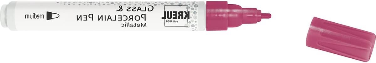 Porselein Stift - Glasverf Pen - Decoratief Schilderen - Vormvaste Ronde Punt - 2-4 mm - Roze Metallic