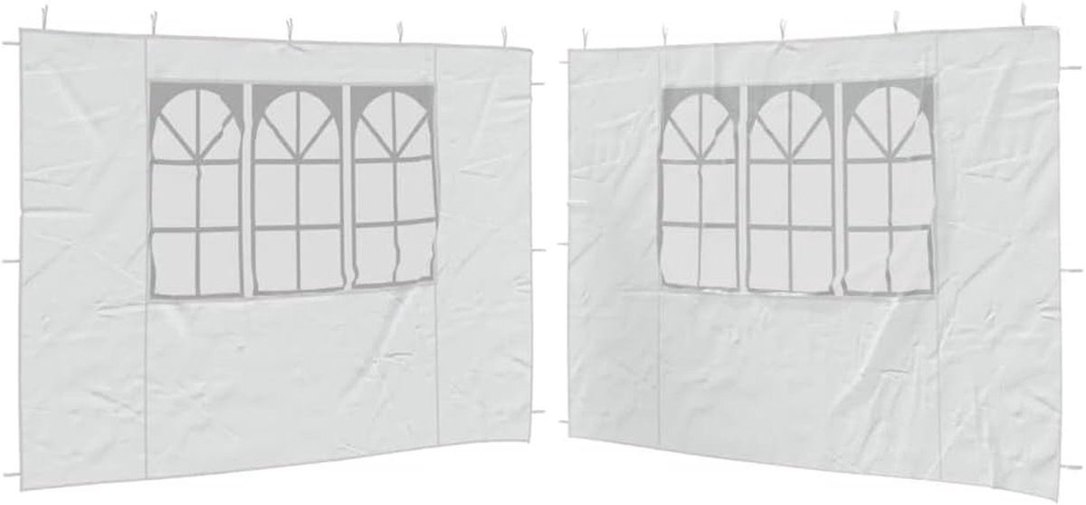 Zijwand voor Partytent - Tentpaneel Luifelwand - Feestelijke Gelegenheid - Met Decoratieve Ramen - 2 stuks 300 x 195 cm