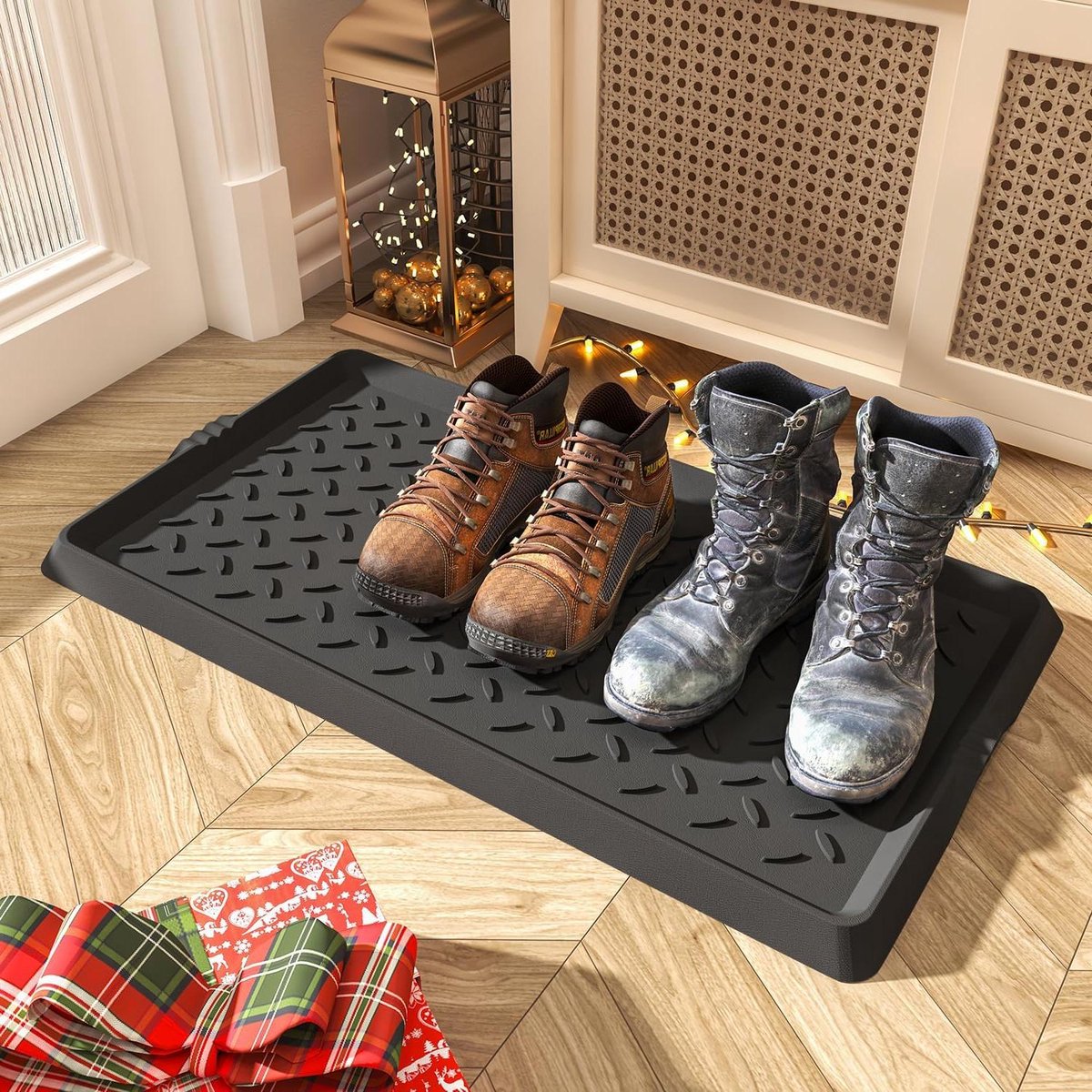 Rubberen Boot Tray - Schoenenmat - Schoenen Droog Houden - 100% Natuurlijk Rubber - 70 x 41 cm - Zwart