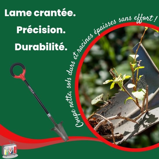 RootSlayer Spade - Multifunctionele schop - Hardnekkige grond bewerken - Ultrascherpe stalen tanden - 113 cm - Rood — afbeelding 3