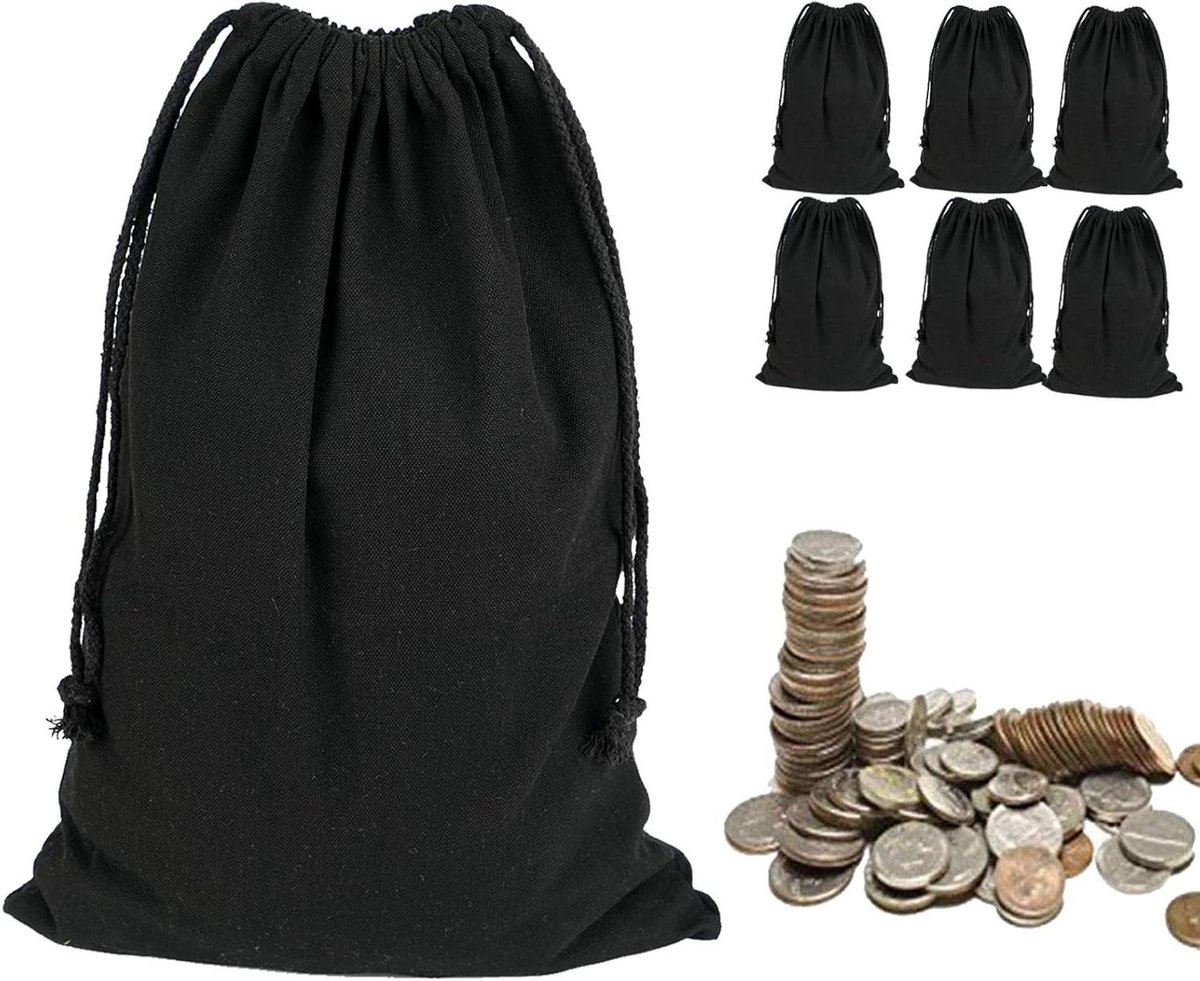 Geld Transport Zakken - Muntzakken Bank - Geld Opslag - Heavy Duty Canvas - 12 x 17 inch - Zwart