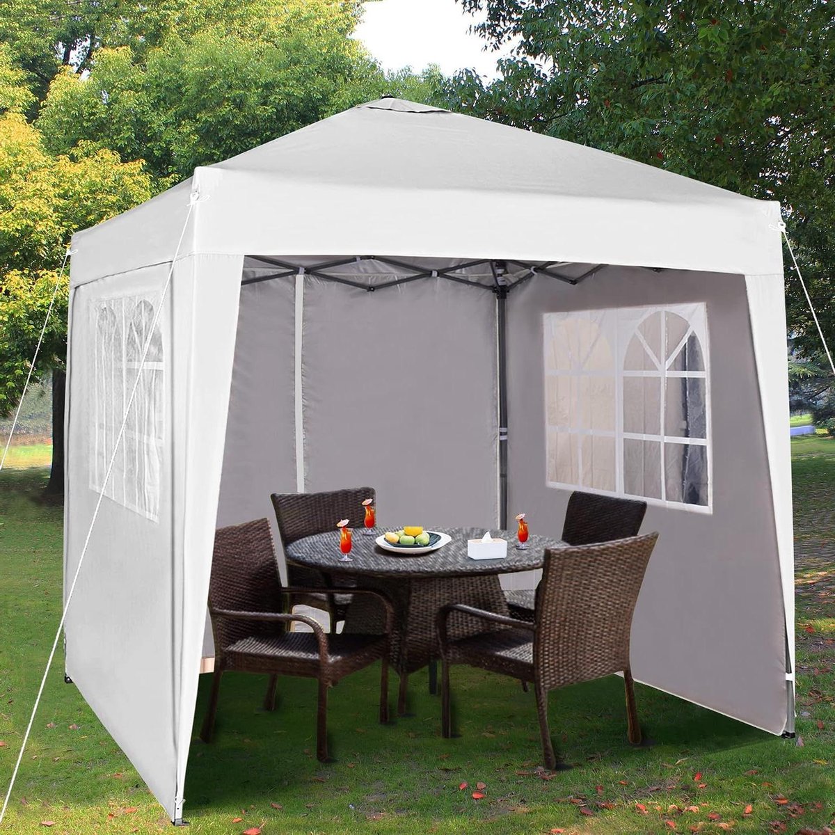 Pop-up Paviljoen - Vouwtent Tuinfeest - Buiten Evenementen - Waterdicht Zilverlaag - 200 x 200 cm - Wit