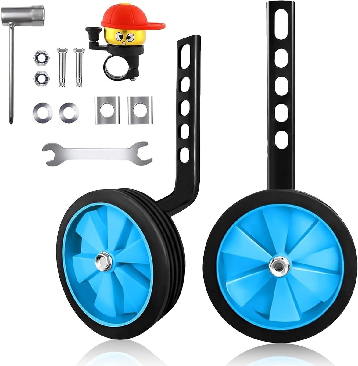 Steunwielen Kinderfiets - Hulpwielen Fiets - Leren Fietsen - Vijftraps Verstelling - 12-20 Inch - Blauw