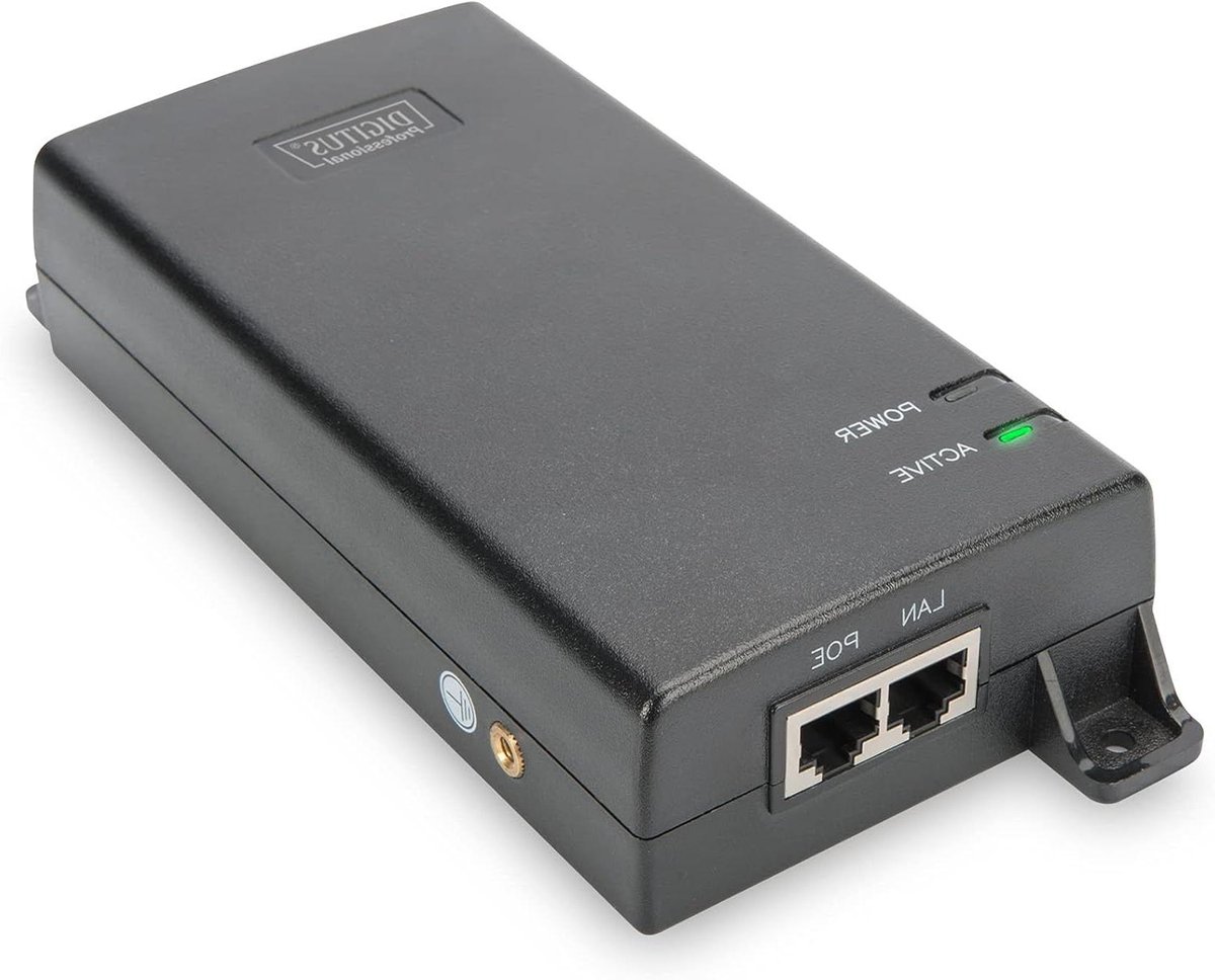 PoE Adapter Gigabit - PoE Injector Netwerk Injector - Netwerk Uitbreiden - 60 Watt Uitgangsvermogen - 100-400 m - Zwart