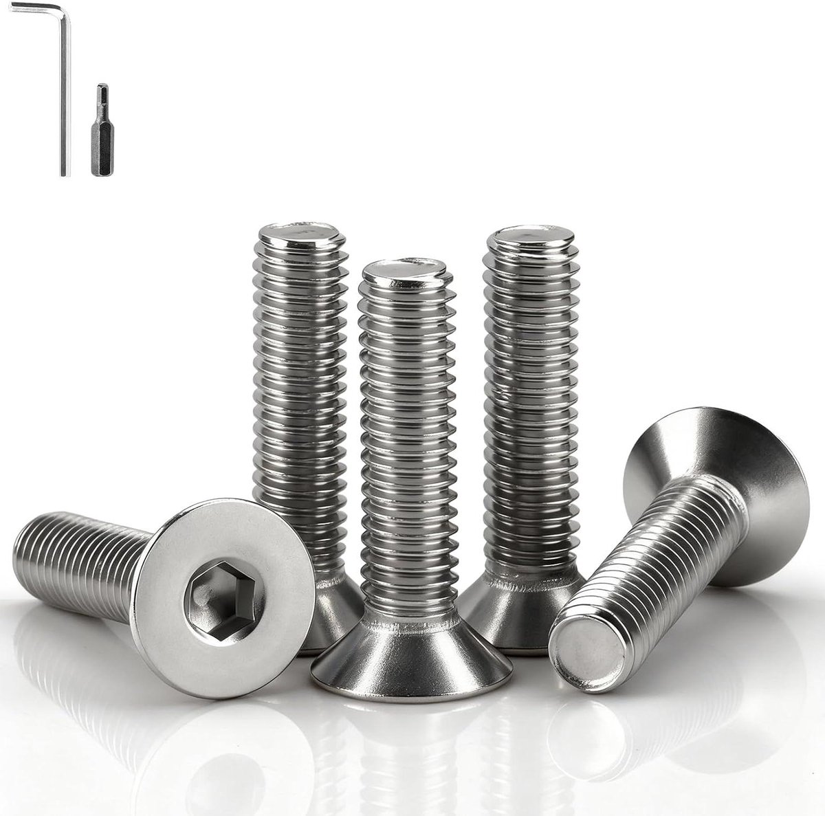 Verzonken Kopschroeven - Machine Schroeven Binnenzeskant - Meubelmontage - Roestvrij Staal DIN 7991 - M8 x 16 mm - Zilverkleurig