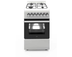 Wiggo WO-E503A(WW) Vrijstaande Gasfornuis - 50 cm - Wit